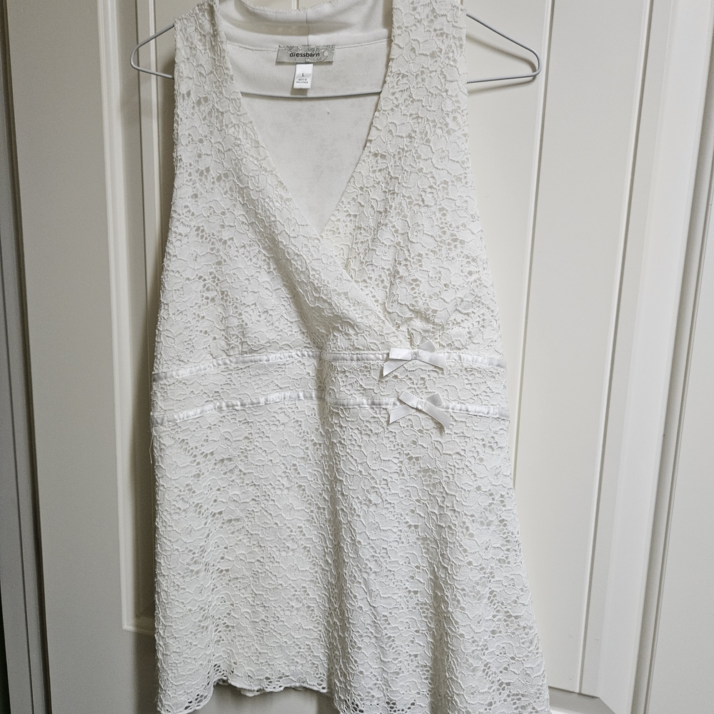 Dress Barn Cottagecore White Lace Halter Top Size L